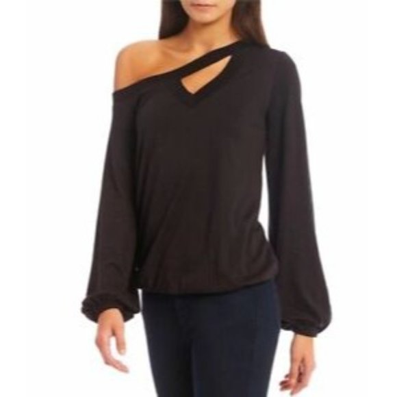 Michael Michael Kors One-Shoulder Keyhole Top Black - P/XS - Picture 2 of 2